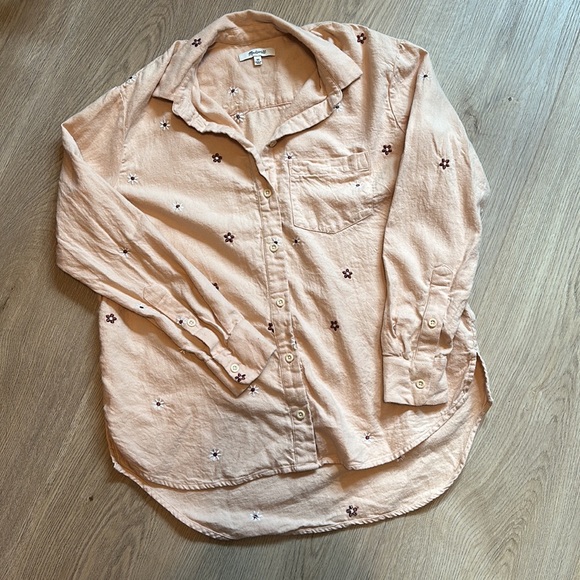 LAST PRICE REDUCTION Madewell Embroidered Daisy Button Down Shirt Women’s XS - Picture 4 of 6